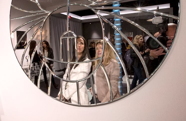 Visitors at the stand of Galerie Kreo during the preview for TEFAF New York Spring. Image courtesy TEFAF.