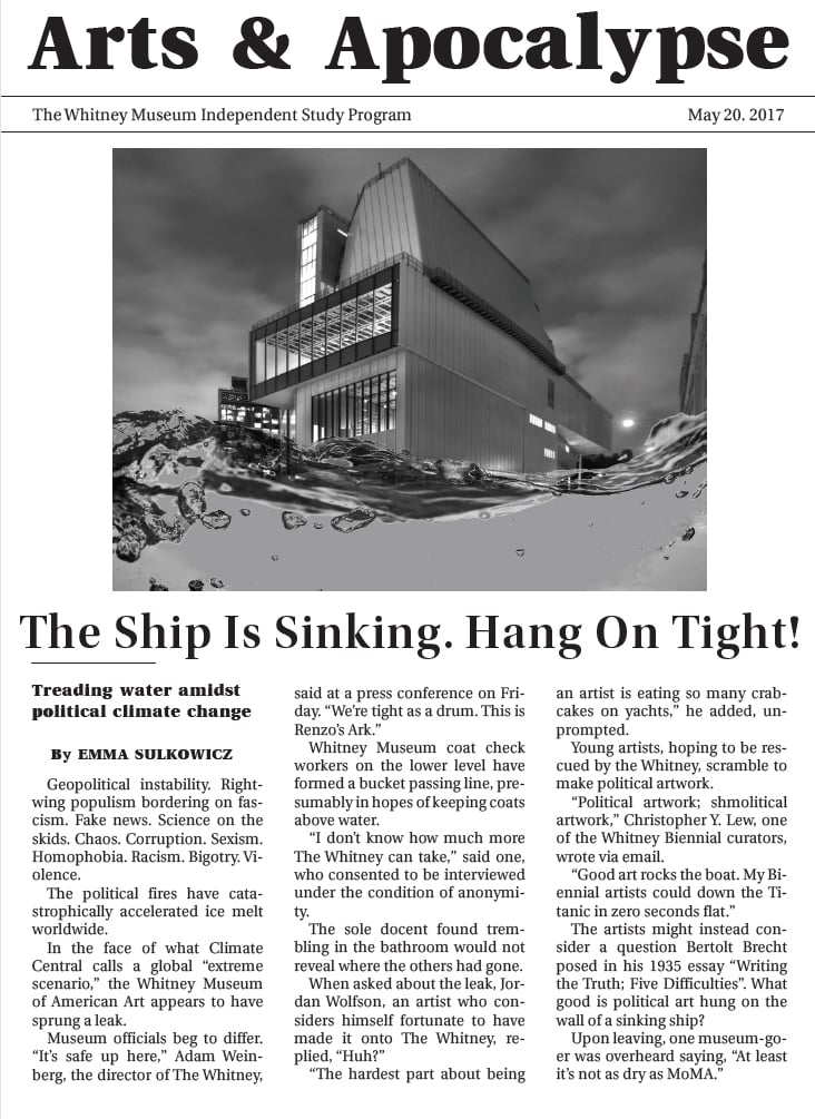 Emma Sulkowicz, <em>The Ship Is Sinking</em>. Courtesy of Emma Sulkowicz.