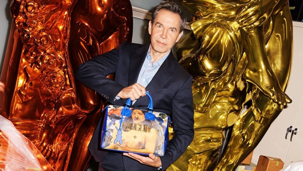 Jeff Koons with one of his Louis Vuitton Masters bags. Photo courtesy of Louis Vuitton.