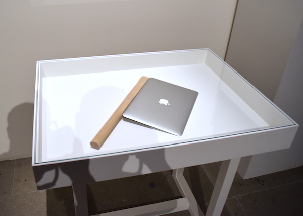 Shimabuko's <em>Sharpening a MacBook Air</em> (2015). Image: Ben Davis.