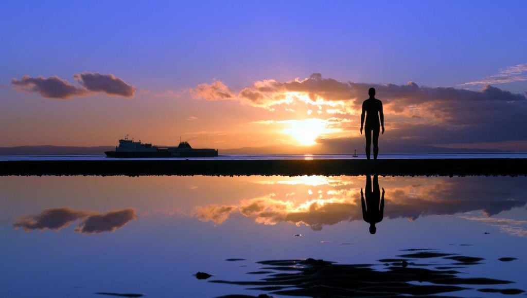 Antony Gormley, Another Place (2005) at Crosby Beach. Courtesy of Sefton Council.
