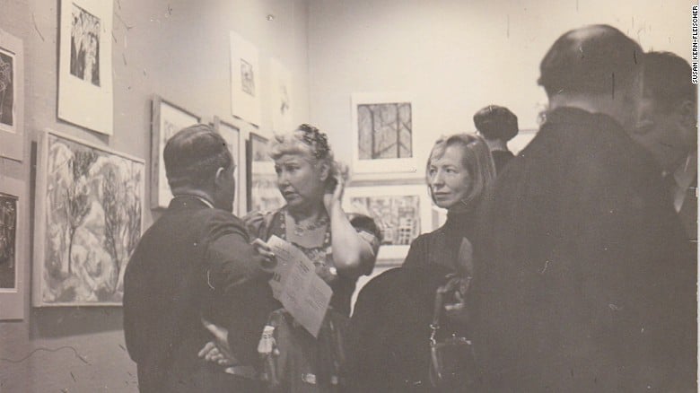 Artist Hazel Guggenheim McKinley, left, and Jenifer Gordon Cosgriff at an art gallery.