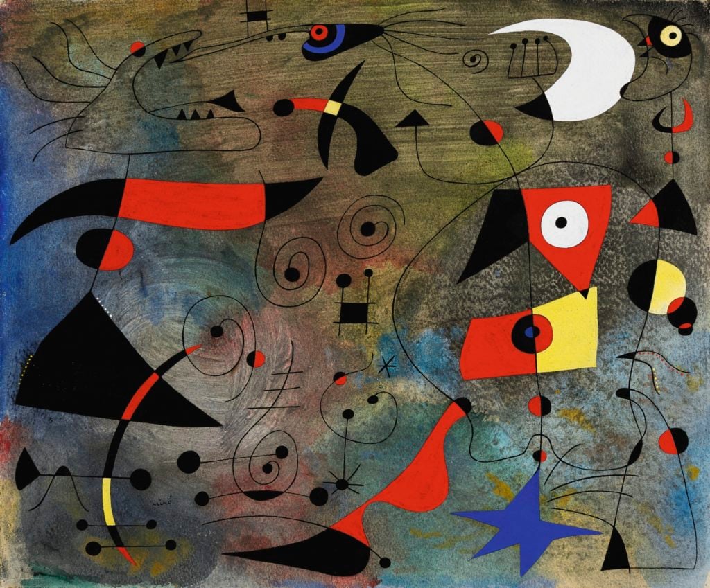 Joan Miró, Femme et Oiseaux (1940). Image courtesy of Sotheby's London.