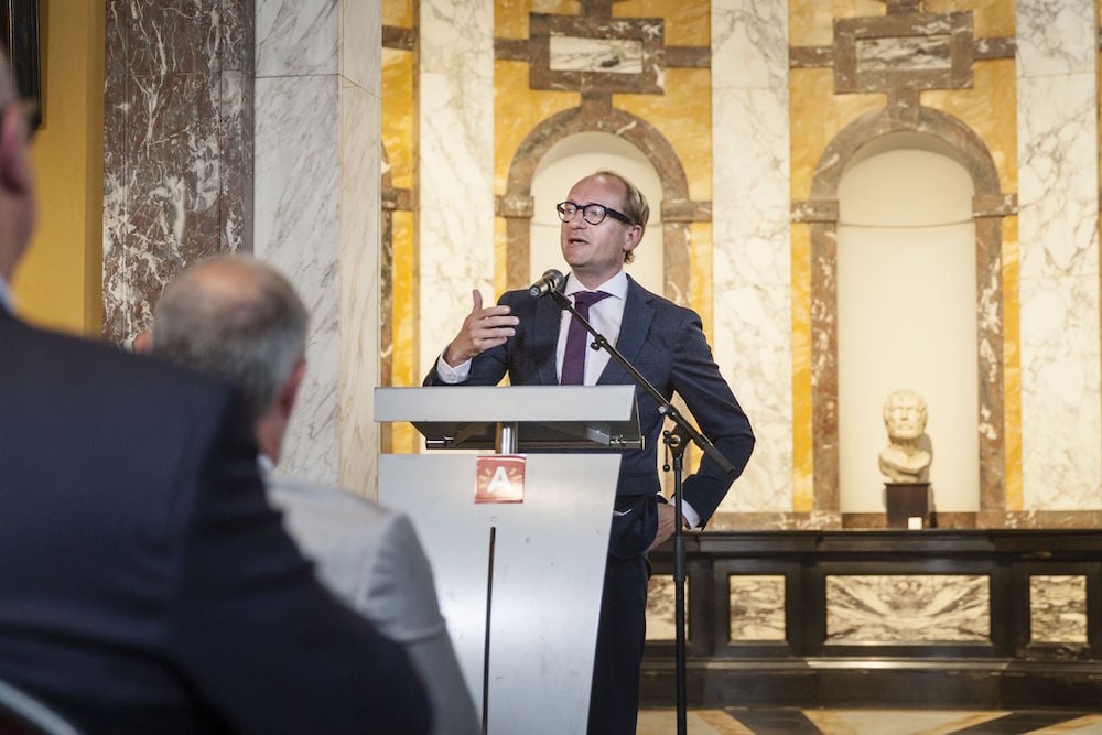 Flemish tourism minister Ben Weyts at yesterday's press conference. Courtesy Rubens House, Antwerp, Belgium.