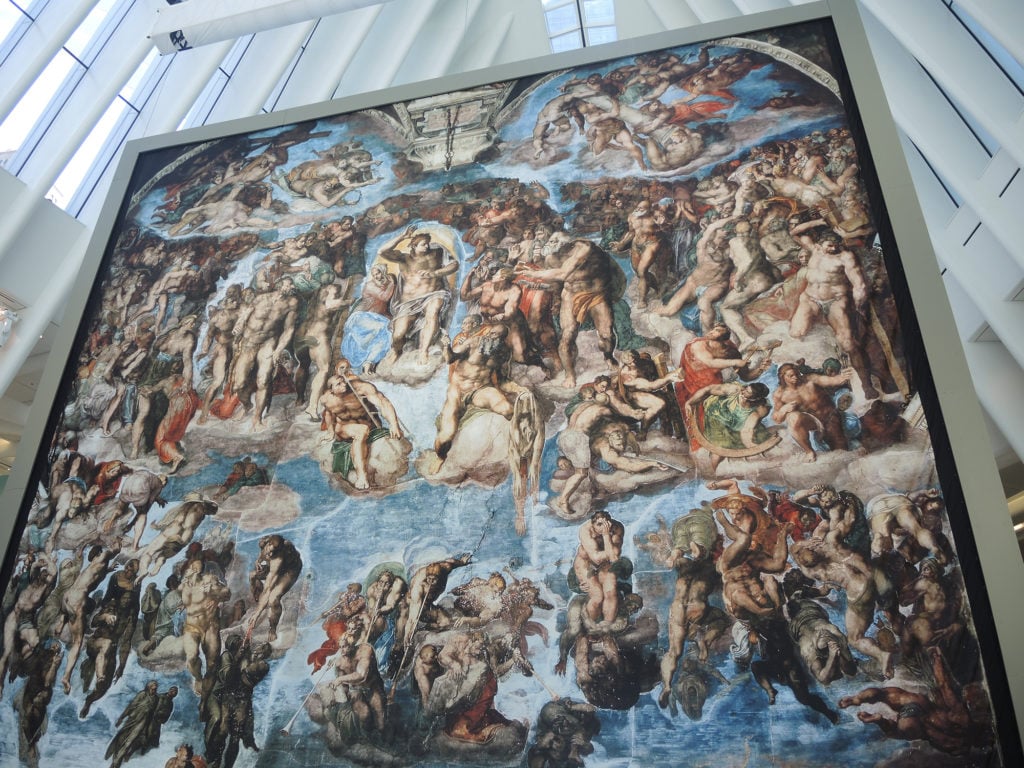 "Up Close: Michaelangelo's Sistine Chapel" at the Oculus at Westfield World Trade Center. Courtesy of Sarah Cascone.