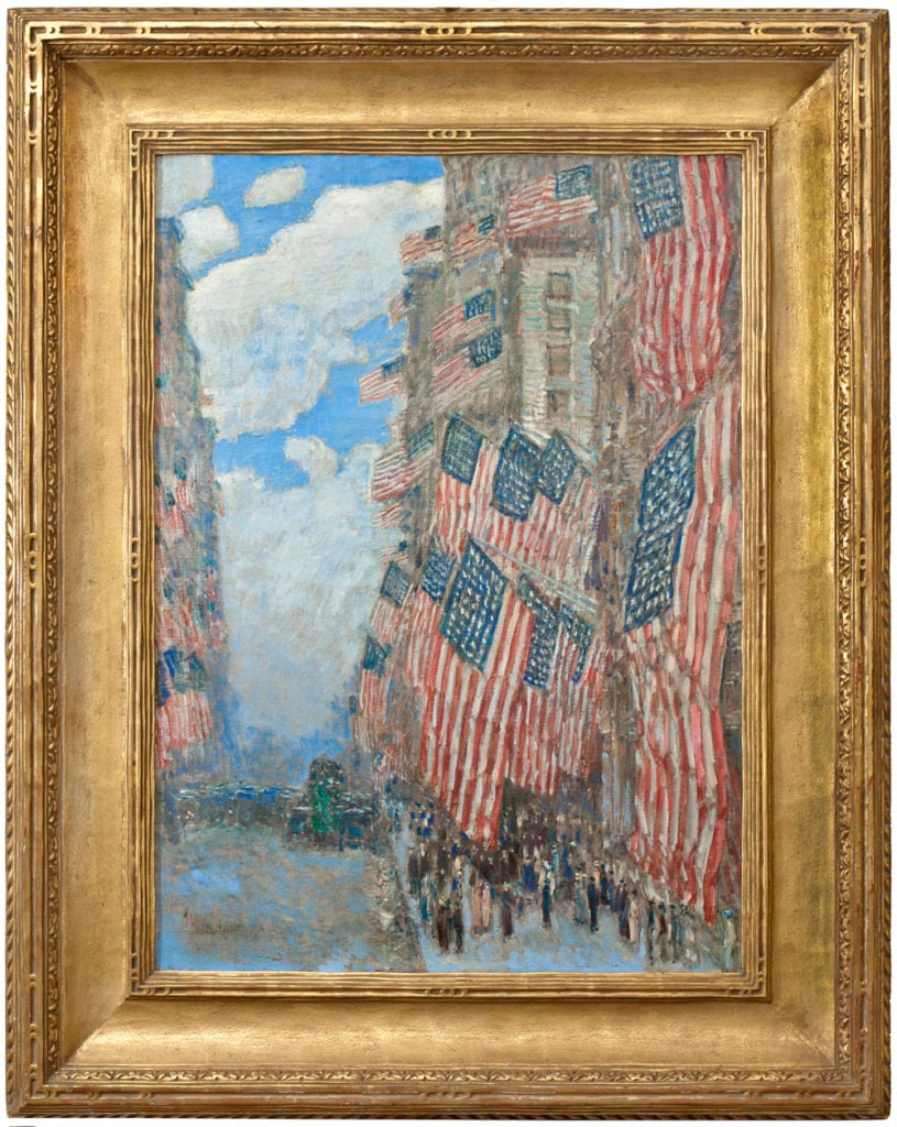 Childe Hassam, The Fourth of July, 1916 (The Greatest Display of the American Flag Ever Seen in New York, Climax of the Preparedness Parade in May), 1916. Courtesy of New-York Historical Society/photographer Glenn Castellano.