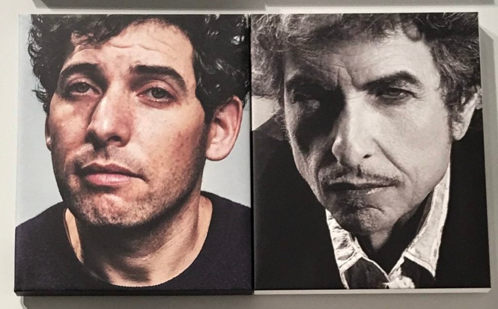 Artist Darren Bader and old Bob Dylan