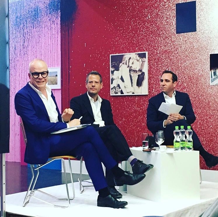 University of Zürich lecture at Parkett Publishers with Hans Ulrich Obrist and Nicolas Gallery. Courtesy of Kenny Schachter.