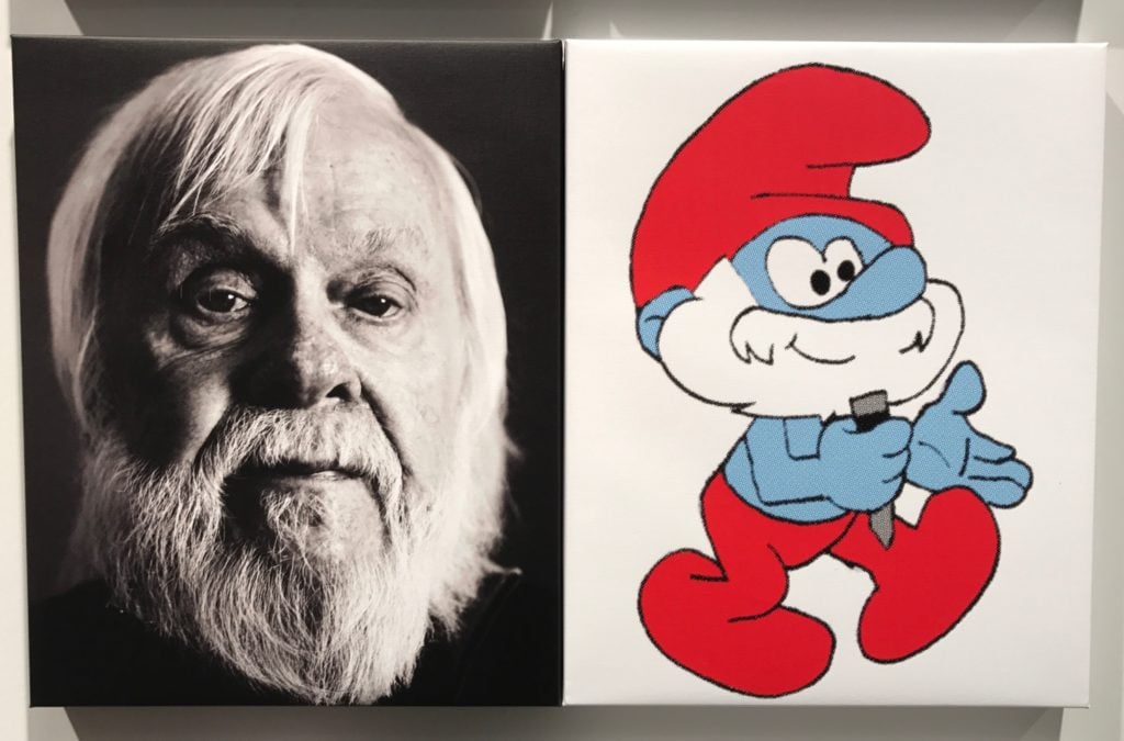 Artist John Baldessari and Papa Smurf