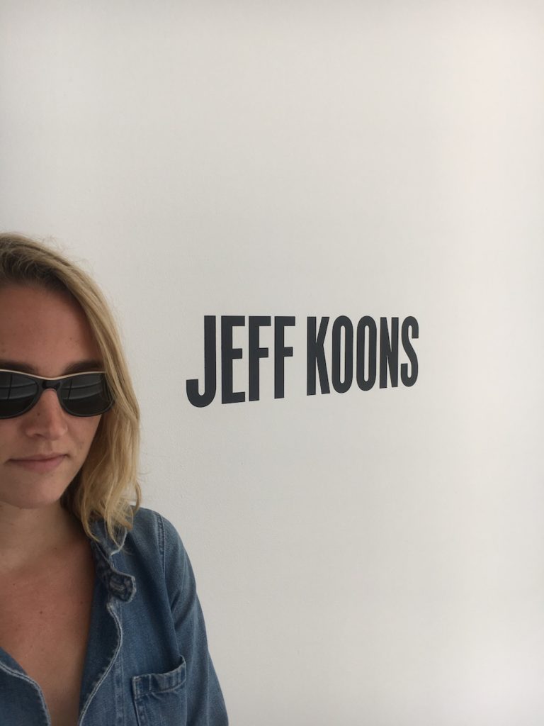 Jena Friedman at the Koons show. Photo courtesy of Jena Friedman.