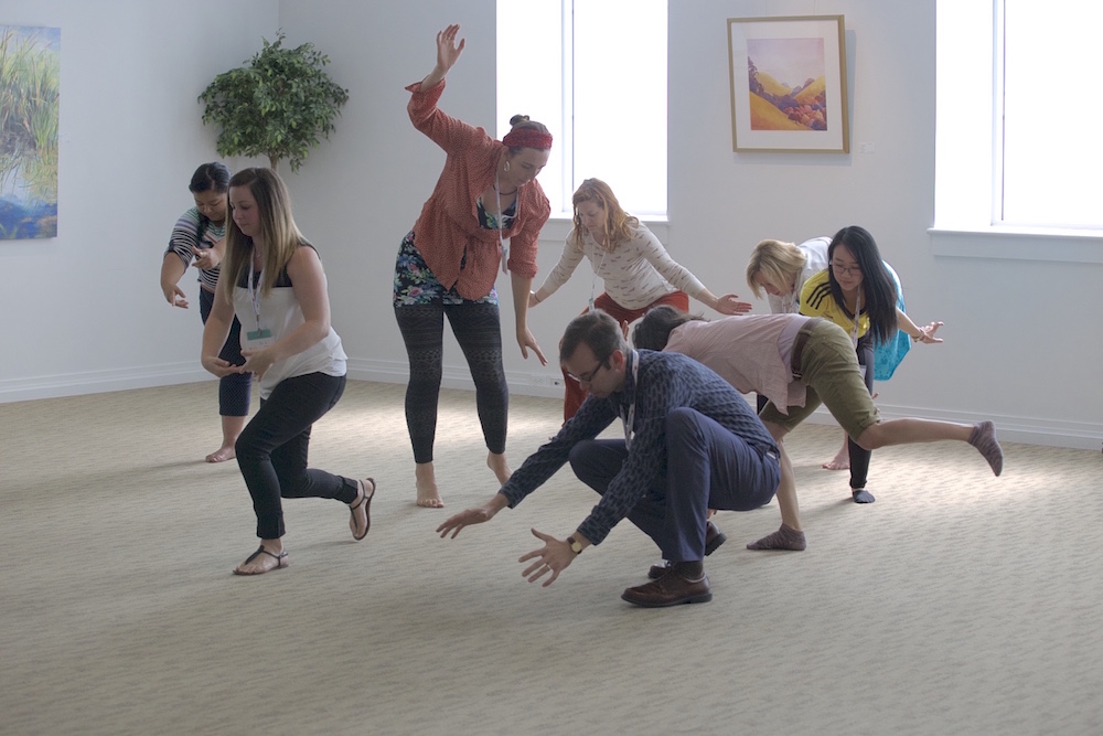 Right Brain educators learn how to integrate creative movement into their classroom curriculum. <br>Courtesy RACC, Portland, Oregon.