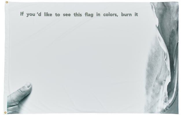 Ahmet Öğüt, <em>If You'd Like This Flag in Colors, Burn It (In Memory of Marinus Boezem)</em>, 2017, part of the "Pledges of Allegiance" project commissioned by Creative Time. Courtesy of Creative Time. 
