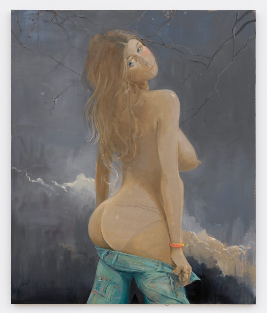 (Nude) Hippie, 2016 Oil and graphite on linen 48 x 40 inches (121.9 x 101.6 cm) Courtesy the artist and David Zwirner, New York/London