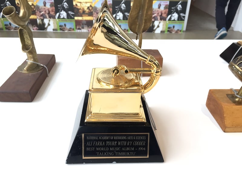 A grammy from a collection of objects and archival materials related to Malian musician Ali Farka Touré. Image: Ben Davis.