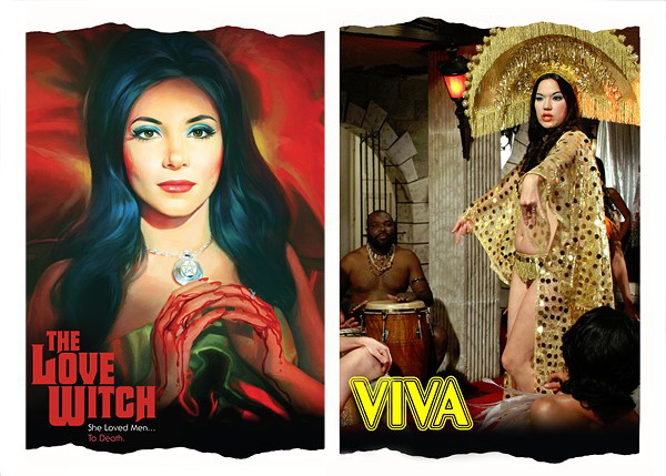 Anna Biller, posters for <Em>The Love Witch</em> and <em>Viva</em>. Courtesy of Anthology Film Archives. 