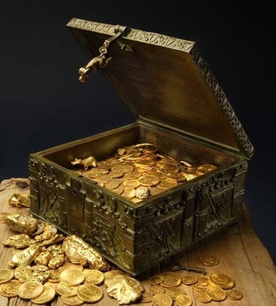 Forrest Fenn's treasure is allegedly in an ornate, Romanesque box filled with gold nuggets, gold coins and other gems. Courtesy of Forrest Fenn.