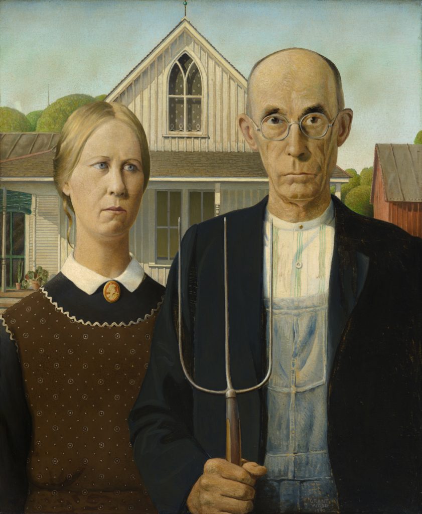 Grant Wood, American Gothic (1930). Courtesy of the Art Institute of Chicago.