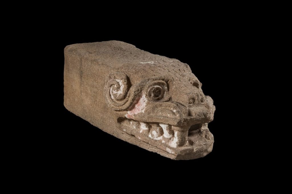 Feathered Serpent head, (200–250). Photograph by Jorge Pérez de Lara Elías, © INAH. Image courtesy of the Fine Arts Museums of San Francisco.