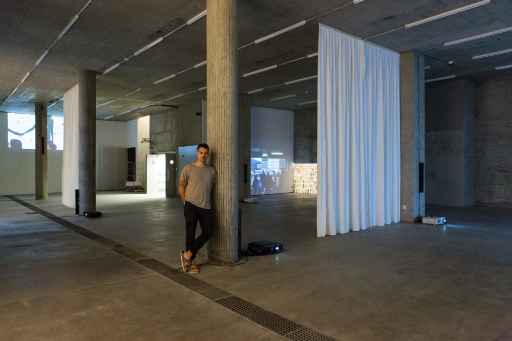 Jean-Claude Freymond-Guth inside his subterranean gallery in Zürich. Photo by Nils Fisc, courtesy the gallery.