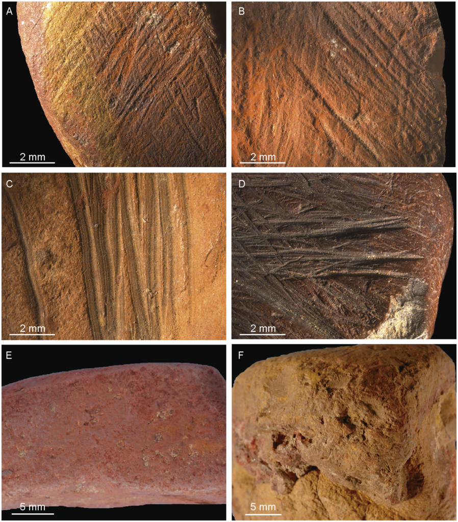 Analysis of ochre pieces found at Porc-Epic Cave in Ethiopia. © 2017 Daniela Eugenia Rosso of the University of Barcelona and Francesco d'Errico and Alain Queffelec.