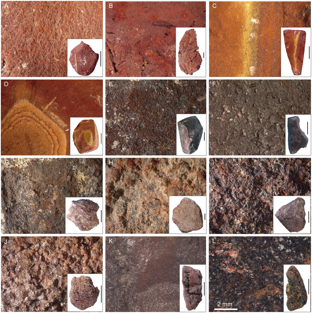 Analysis of ochre pieces found at Porc-Epic Cave in Ethiopia. © 2017 Daniela Eugenia Rosso of the University of Barcelona and Francesco d'Errico and Alain Queffelec.