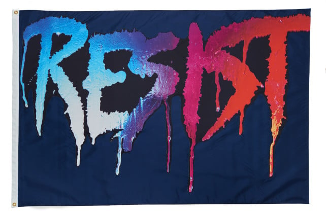 Marilyn Minter, <em>RESIST FLAG</em> (2017), part of the "Pledges of Allegiance" project commissioned by Creative Time. Courtesy of Creative Time. 