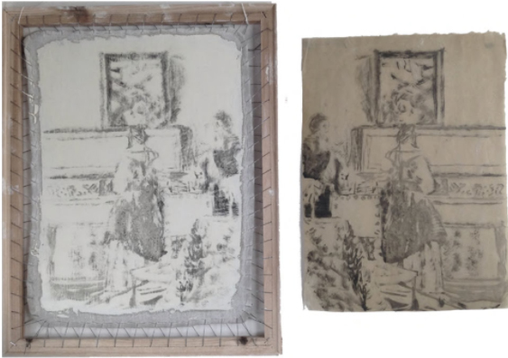 Jane Jelley devised a mean of making prints from a tracing made using a camera obscura, as part of the research for her new book Traces of Vermeer (2017). Courtesy of Oxford University Press.