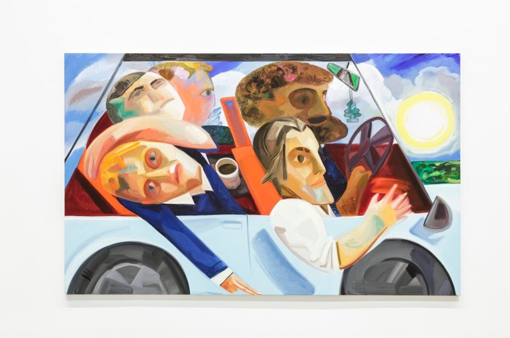 Dana Schutz's Carpool (2016). Collection of Carole Server and Oliver Frankel. Courtesy the artist and Petzel, NY. © Dana Schutz.