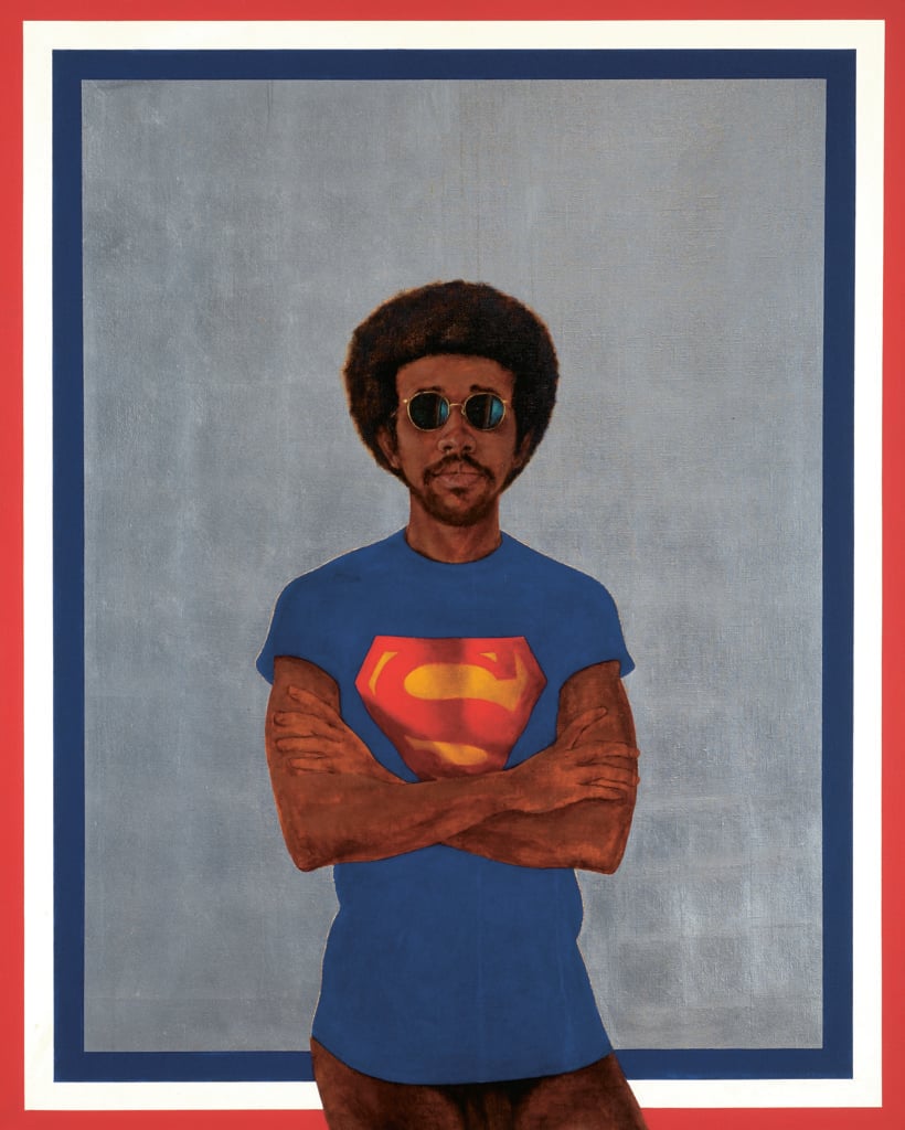Barkley Hendricks, <i>Icon for My Man Superman (Superman Never Saved Any Black People--Bobby Seale)</i>, (1969). Courtesy Barkley L. Hendricks and Jack Shaiman Gallery, NY.