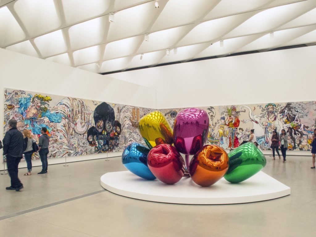 Jeff Koons's tulips sculpture at the Broad. Photo by Santi Visalli/Getty Images.