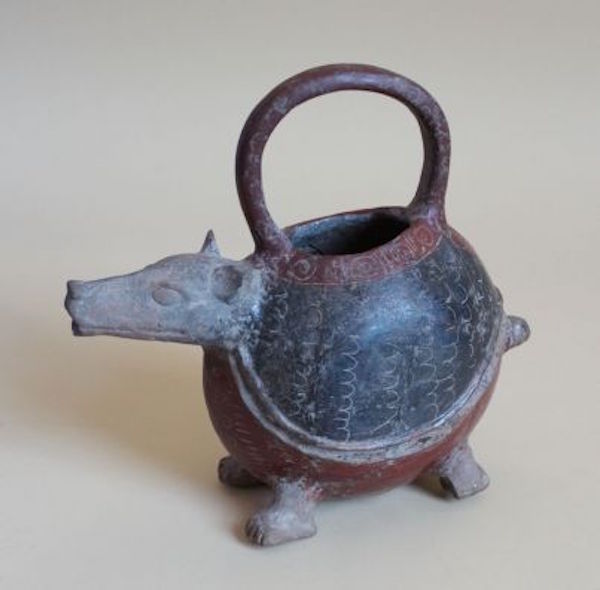 A painted ceramic armadillo pitcher from Central Mexico (900–2500 CE) in the Mexican Museum's permanent collection. Courtesy Mexican Museum, San Francisco.