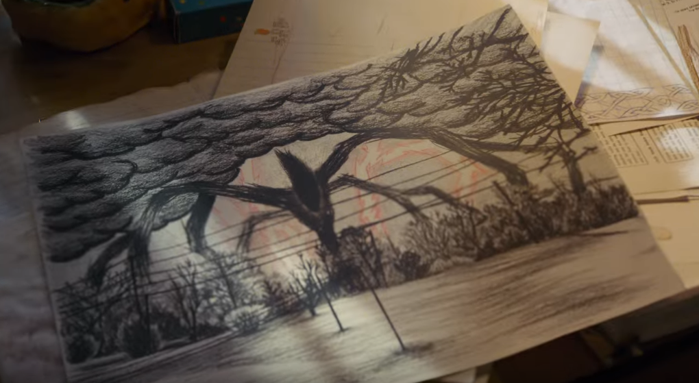 Will Byers's drawing of the Shadow Monster on Stranger Things. Screengrab courtesy of Netflix.