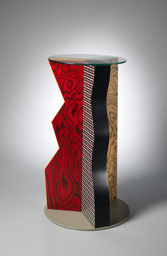 Ettore Sottsass (Italian, 1917-2007) "Ivory" Table 1985 Formica, wood, glass H. 39-3/4 x Dia. 24 in. b: Glass top; Dia.19-1/2 x Thickness 1/4 in. The Metropolitan Museum of Art, Gift of Dr. Michael Sze, 2002 © Studio Ettore Sottsass Srl