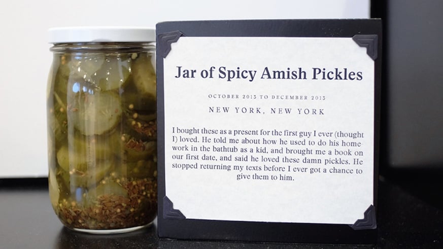 A jar of pickles at the Museum of Broken Relationships. Courtesy of the Museum of Broken Relationships.