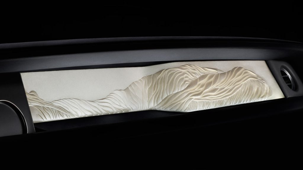 The art gallery on the new Rolls-Royce Phantom, featuring <em>Whispered Muse</em> by Helen Amy Murray, inspired by the Rolls-Royce hood ornament. Courtesy of Rolls-Royce.