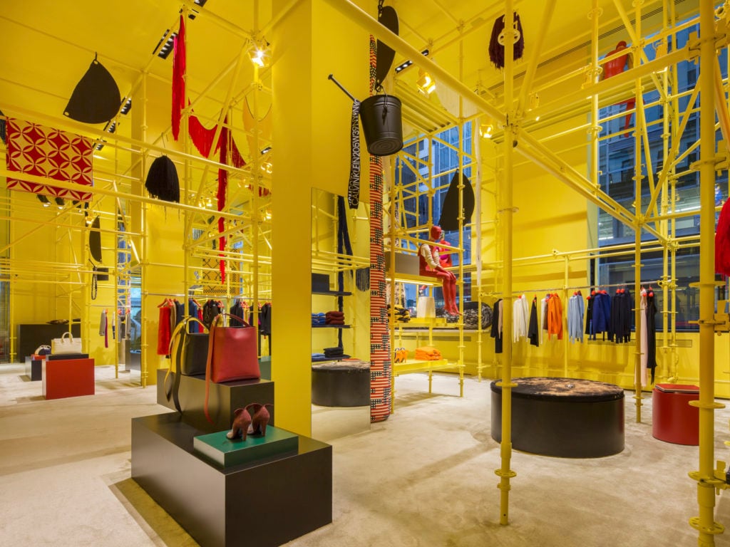 Inside the store, fashion mixes with art. (Courtesy of Calvin Klein.)
