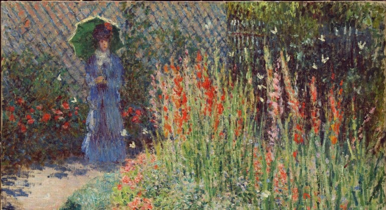 Claude Monet, <em>Gladioli</em>, now called <em>Rounded Flower Bed (Corbeille de fleurs)</em>, 1876. Courtesy of the Detroit Institute of Arts.
