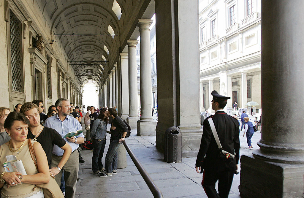 The arcades of the Uffizi Galleries in 2006. Photo: Alberto Pizzoli/AFP/Getty Images.