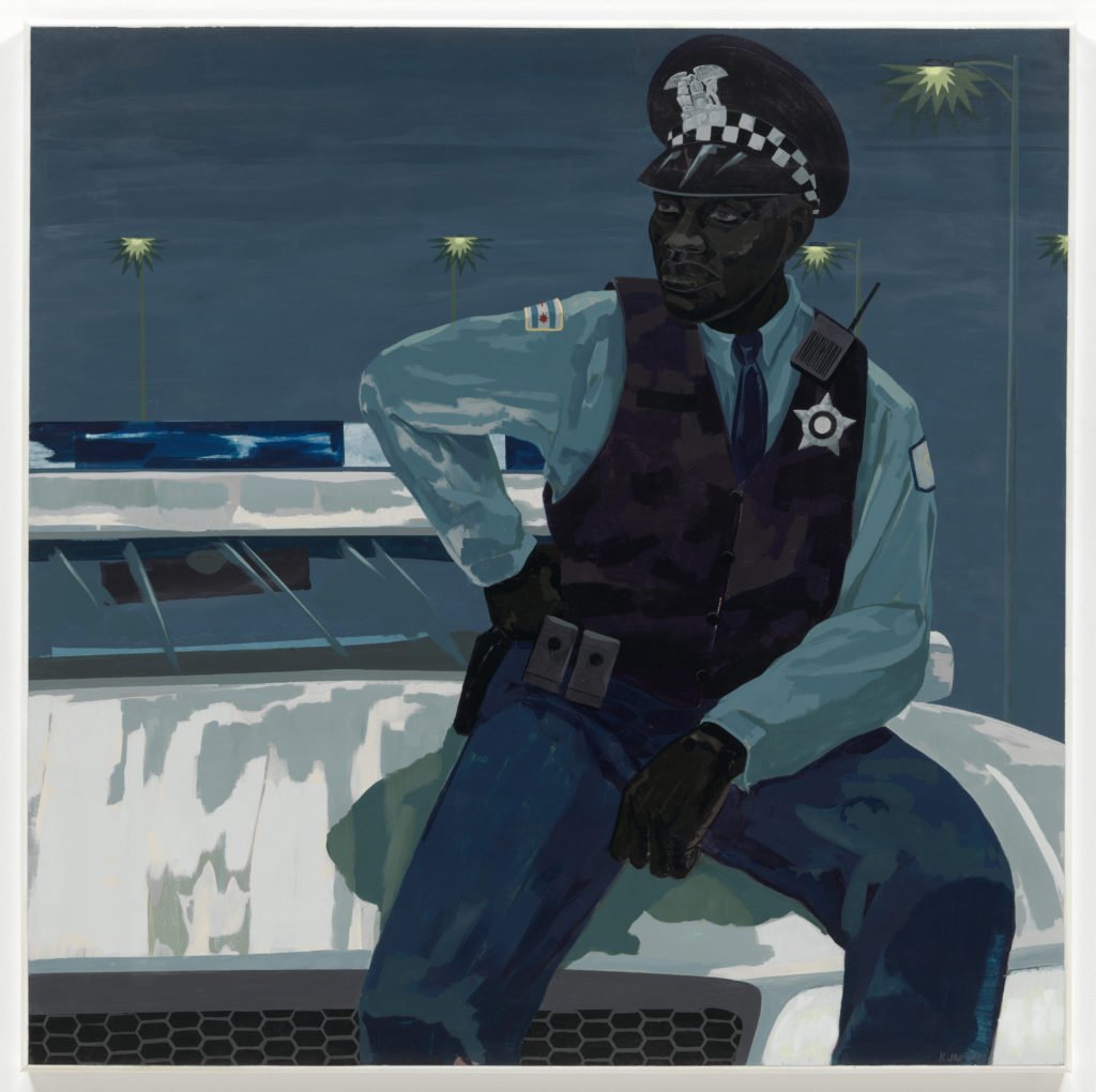 Kerry James MarshallUntitled (policeman), 2015Synthetic polymer paint on PVC panel with plexiframe60 x 60 inches (152.4 × 152.4 cm)The Museum of Modern Art, New York. Gift of Mimi Haas in honor of Marie-Josée Kravis, 2016Digital Image © The Museum of Modern Art/Licensed by SCALA/Art Resource, NY