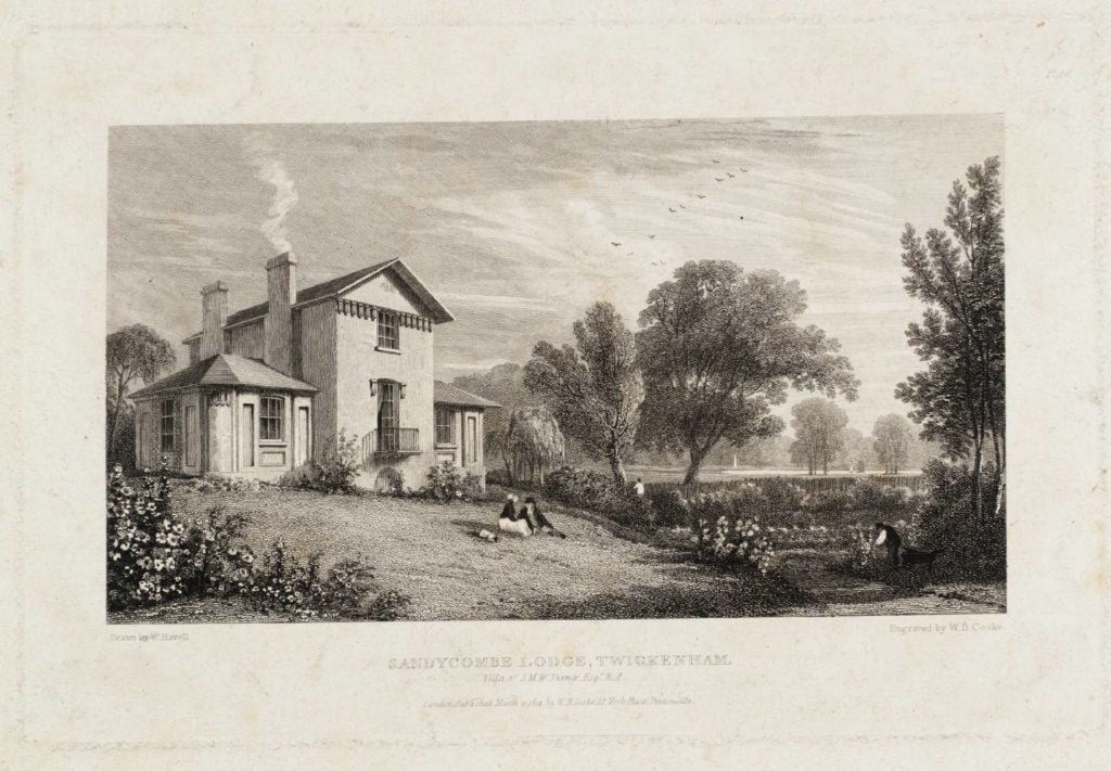 Sandycombe Lodge, Twickenham, Villa of J.M.W. Turner, engraved by W.B. Cooke published 1814 William Havell. Courtesy of the Tate.