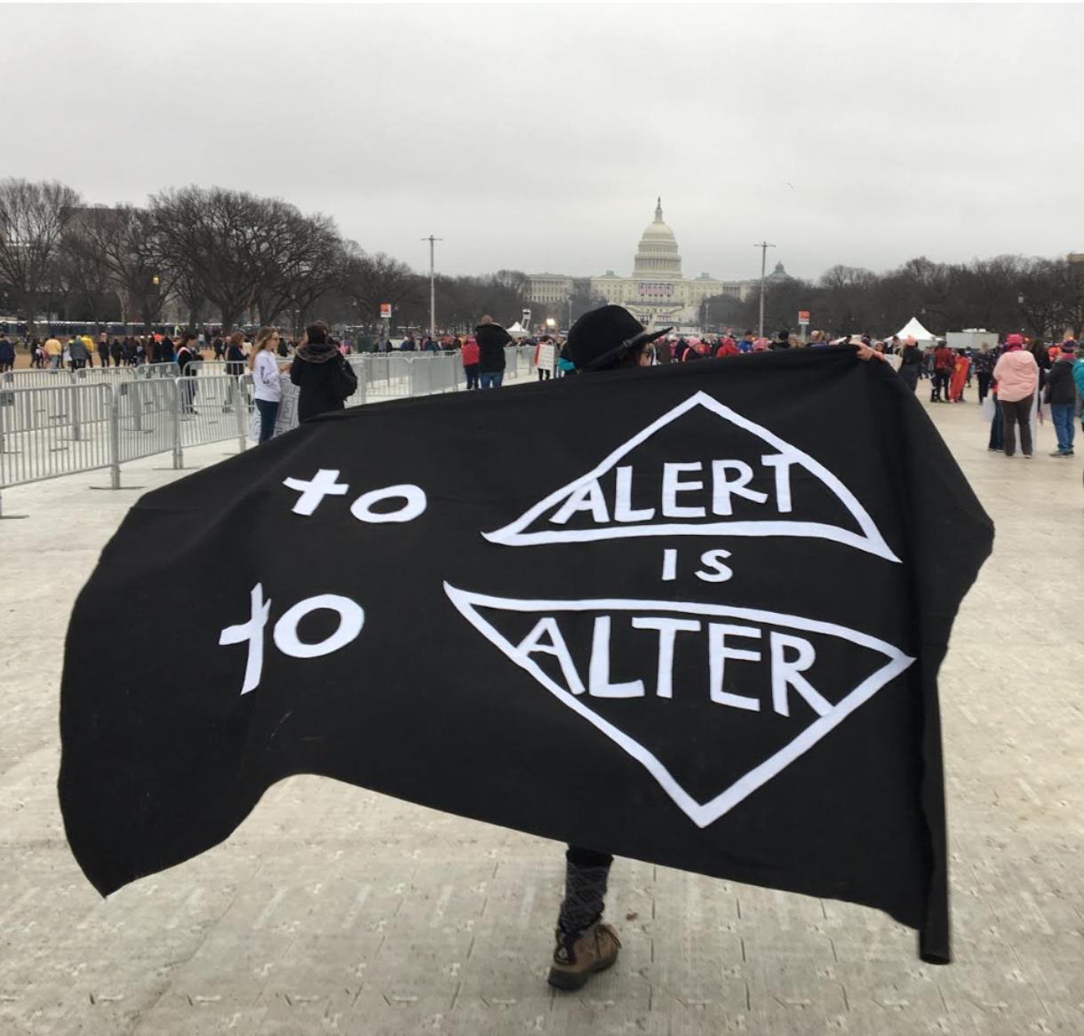 House of Trees, "Word on the Street" banner by Anne Carson + Amy Khoshbin, at the Women's March in Washington DC, 2017. Courtesy of House of Trees.