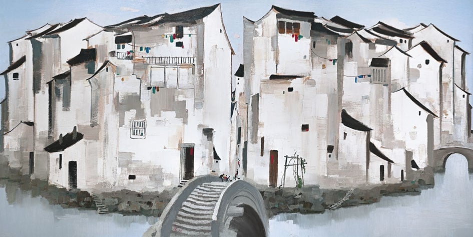 Wu Guanzhong Zhouzhuang (1997) sold for $30.4 million. Courtesy Poly Auction Hong Kong.
