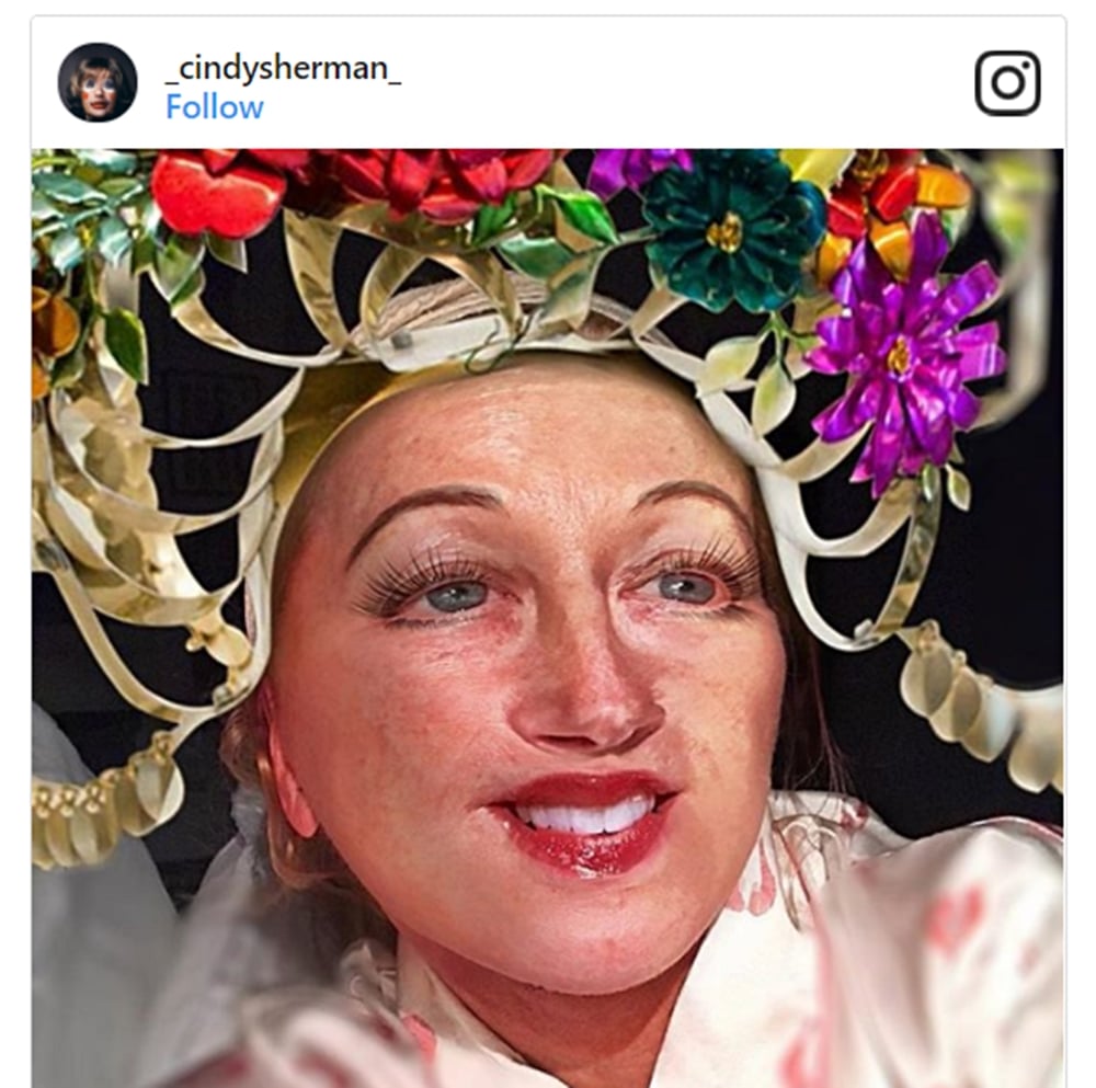 One of Cindy Sherman's many faces, screenshot via Instagram.