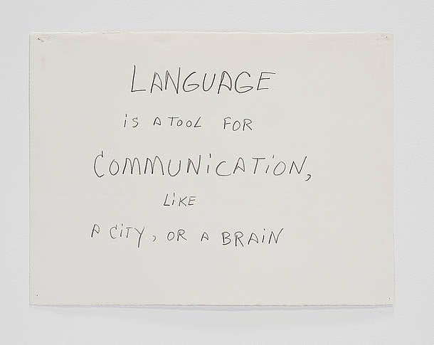Jimmie Durham, <em>Language is a tool for communication, like a city, or a brain</em> (1992). Courtesy of the artist and kurimanzutto, Mexico City.