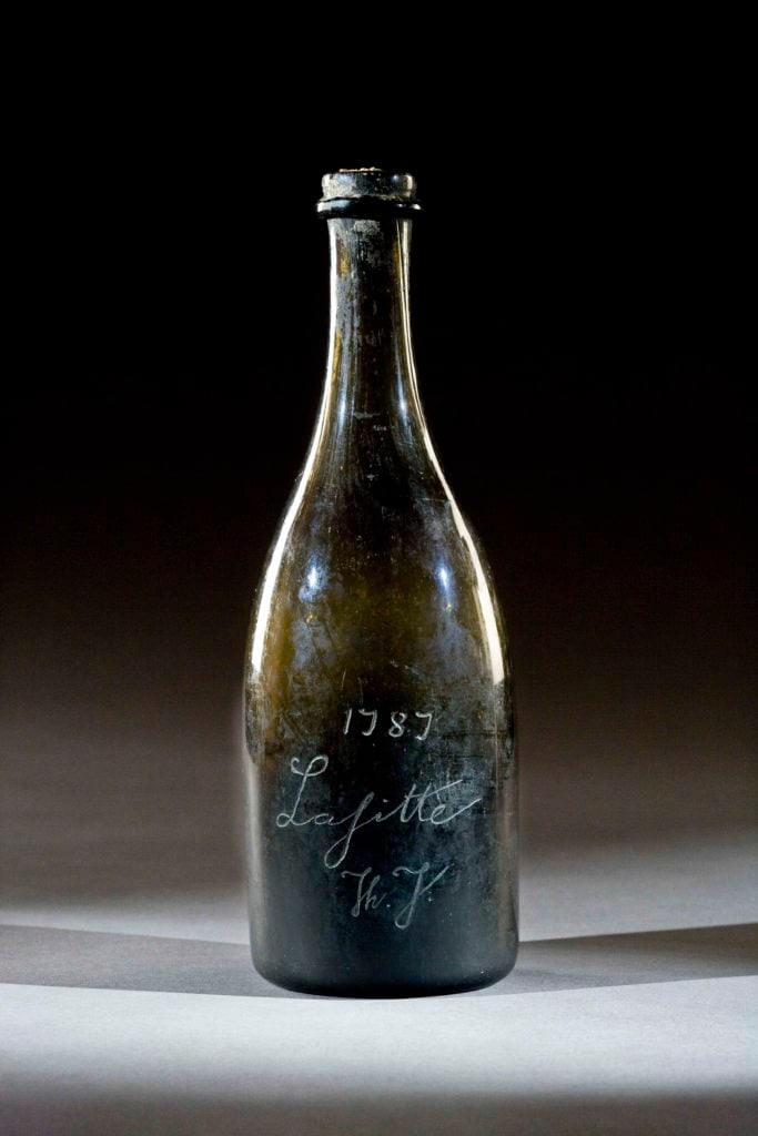 Bill Koch's fake bottle of 1787 Château Lafitte, purportedly owned by Thomas Jefferson. Courtesy of CJ Walker Photography.