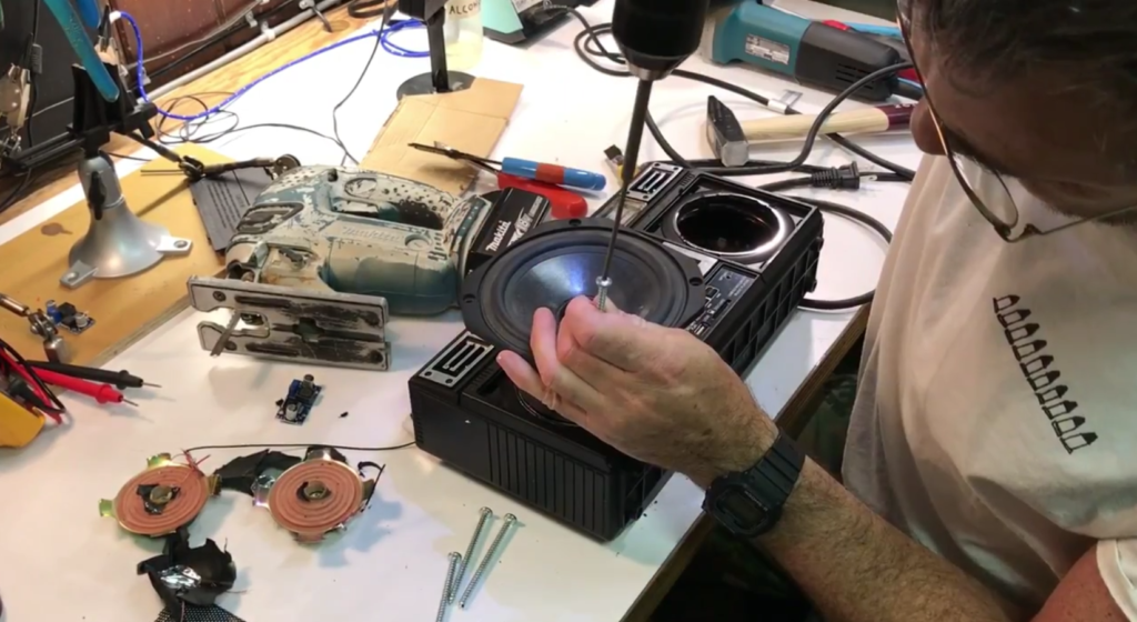 Tom Sachs modifies a boombox in Frank Ocean's new video. Via Ocean's website.