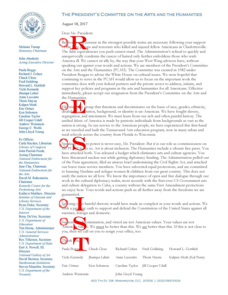 Letter Of Resignation From Committee from news.artnet.com