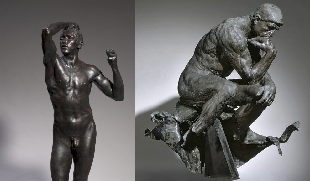 Auguste Rodin, <em>The Age of Bronze</em> (1875–76) and <em>The Thinker</em> (1880–81). Courtesy of the Cleveland Museum of Art.