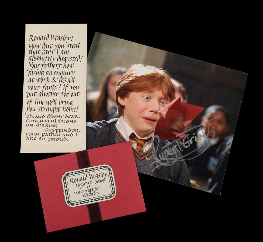 Ron Weasley's Howler, a prop from the film <em>Harry Potter and the Chamber of Secrets</em>. Courtesy of Prop Shop.