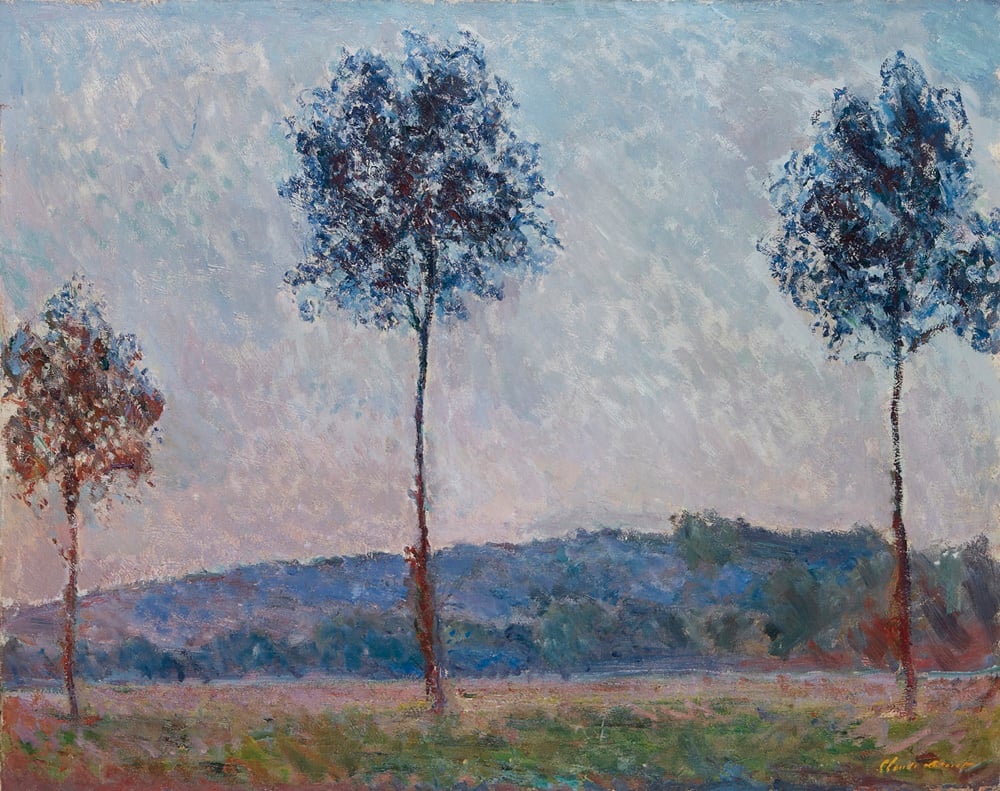 Claude Monet, <i>Trois arbres à Giverny</i> estimated at $2.5 million to $3.5 million. Courtesy Christie's.